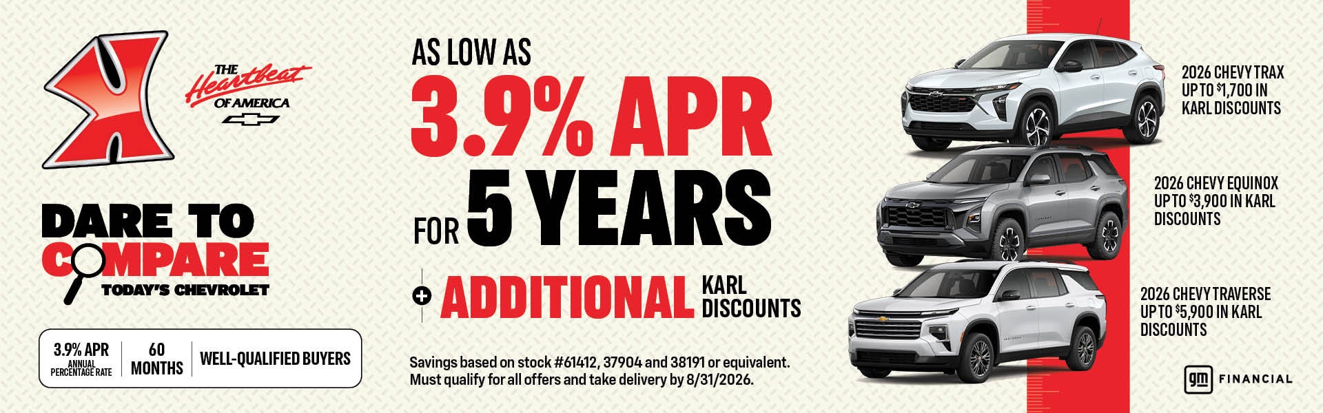 Get rates as low as 3.9% for five years at Karl Chevrolet of Stuart