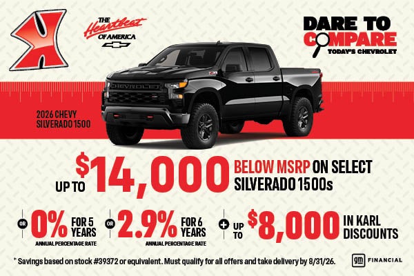 Get up to $14,000 off select Silverados at Karl Chevrolet of Stuart