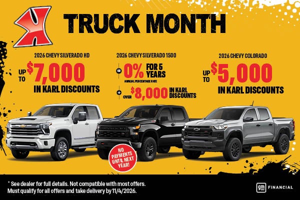 Get up to $8000 off select Chevy Trucks at Karl Chevrolet of Stuart