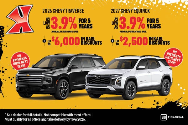APR as low as 3.9% on Traverse & Equinox at Karl Chevrolet of Stuart